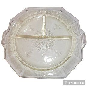 Vintage Anchor Yellow Depression Glass Plate With Divider